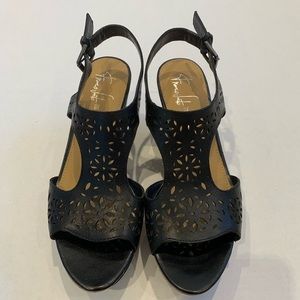 Franco Sarto Black Cork Wedges